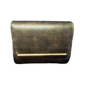 Vintage Ande Brown / Gold Faux Snakeskin & Gold Trim Crossbody Purse Magnetic